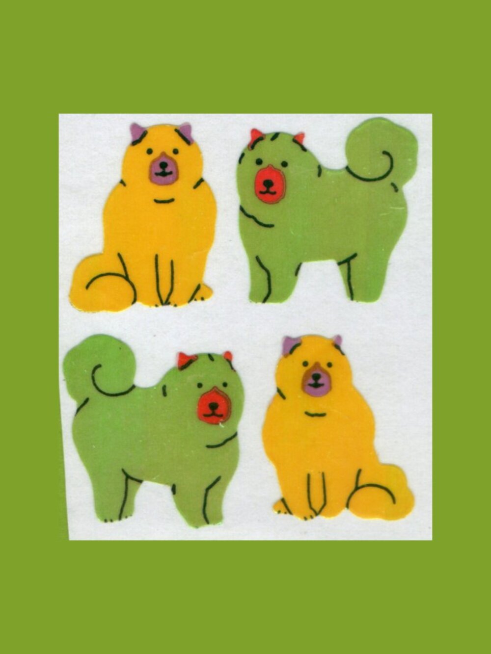 Great 7 Pearly Akita Dogs Vintage Stickers (Like Sandylion) New Backing
